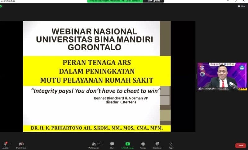 Webinar ARS, Hadirkan Ketum PPT ARSI dan Kadinkes Provinsi