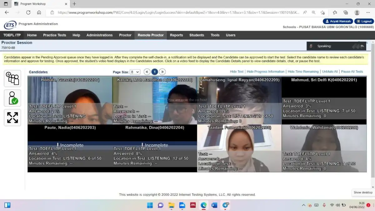 CCLC UBM Consistently Held English Proficiency TOEFL ITP.