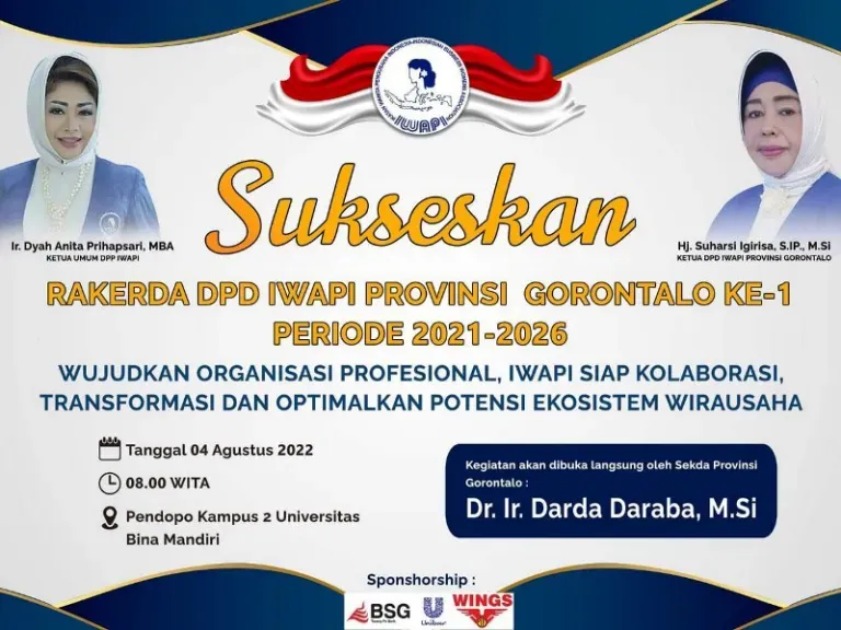 IWAPI Gorontalo Bakal Gelar Rakerda Pertama di Pendopo UBM