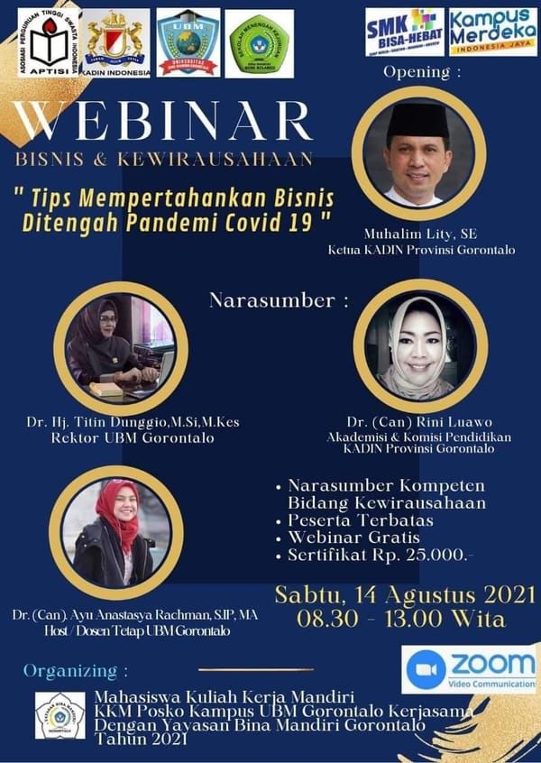 KADIN Gelar Webinar Bisnis & Kewirausahaan: Kupas Tuntas Tips Mempertahankan Bisnis Ditengah Pandemi Covid 19