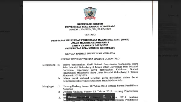 UBM Gorontalo Announces the Third Wave of New Admitted Students